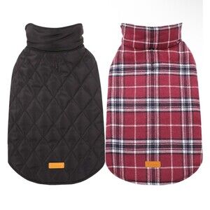 Spotted Play Warm Dog Coat XL Reversible Waterproof Winter Jacket Red Plaid